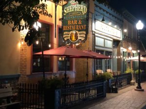 Exterior of Shepherd Bar & Restaurant in the Village of Shepherd in Michigan.